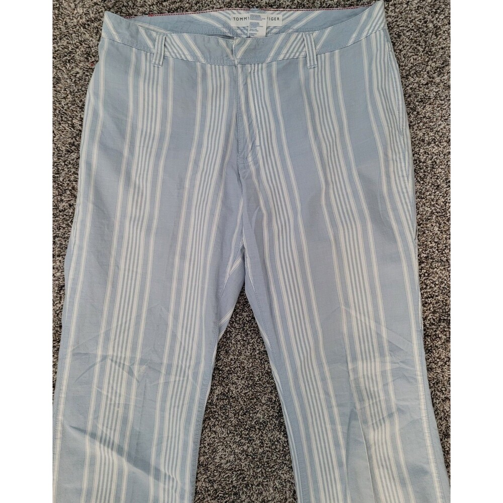 Tommy Hilfiger Pants Womens Size 6 Blue White Striped Carpenter Lightweight